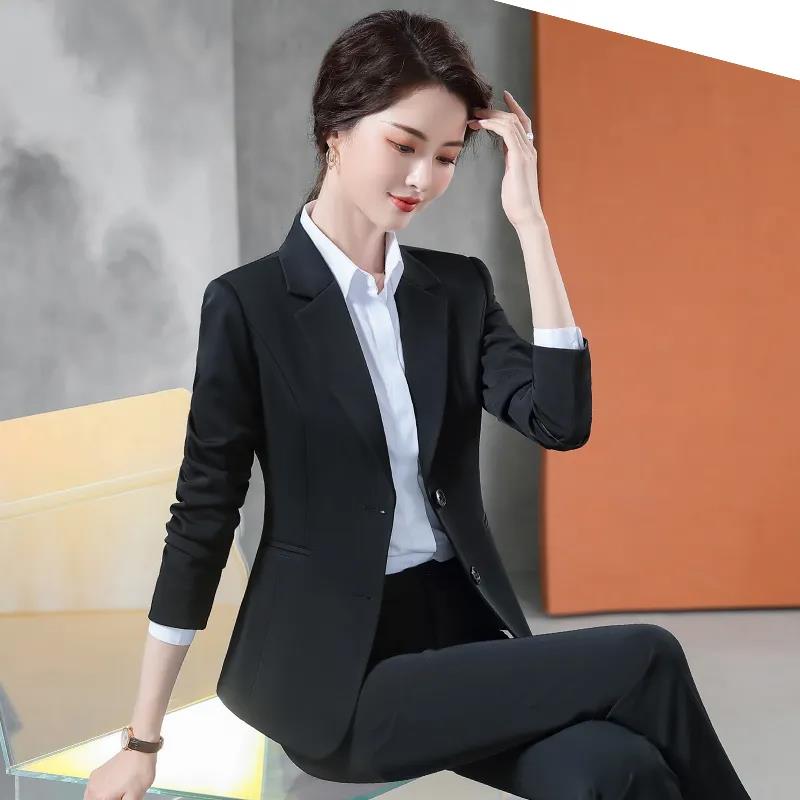Solid Color Professional Suit Female Spring and Autumn Temperament Formal Overalls Suit Jacket + Suit Pants