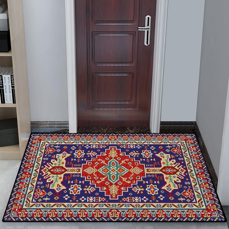 Retro Home Land Pad Door Pad Entrance Home Entoucted Porch Mat Door Foot Pad Water Absorbing Continental Carpet Living Room