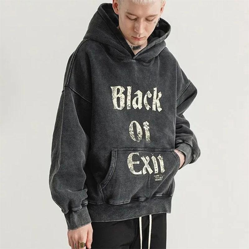 High Street Old Retro Hoodie Men and Women Original Heavy Industry Vintage Casual Washed Couple Sweater Loose Big Pocket Pullover Sweater