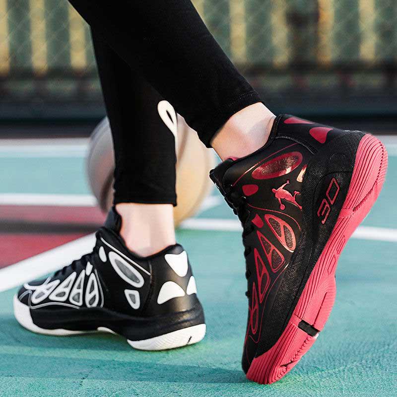 Men Leather Sneakers High-top Wear-resistant Basketball Shoes Deodorant Comfortable Running Shoes