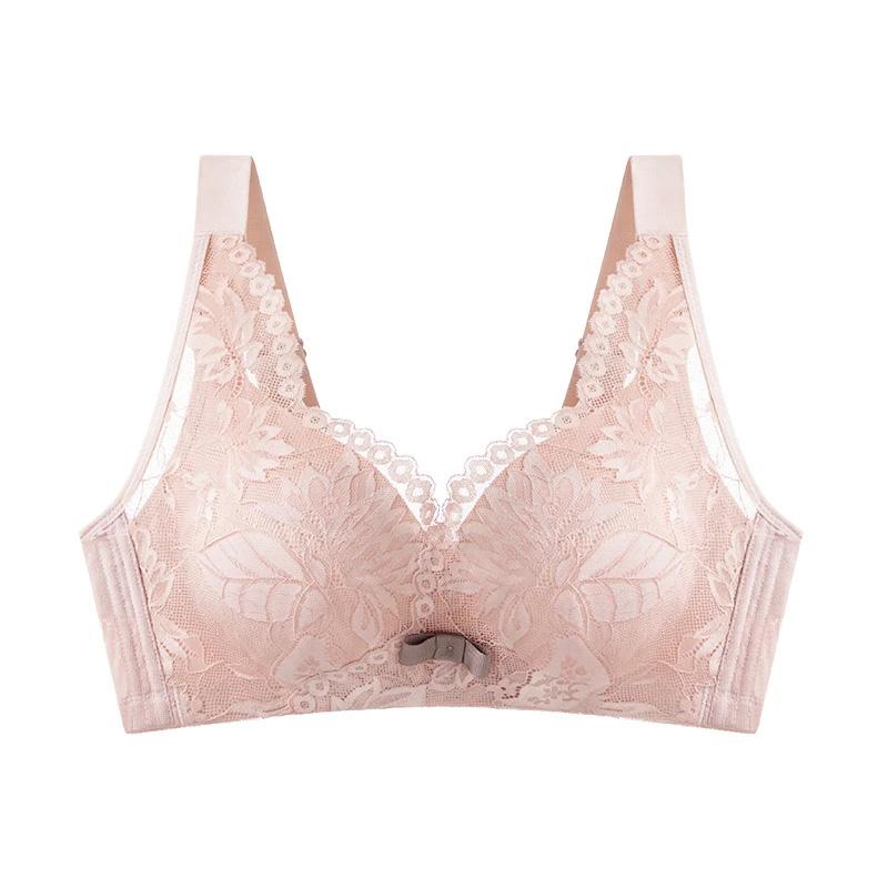 B C D Women's 3D Mask Cup Underwear No Rims Comfortable Full Cup for Big Breasts Female Sexy Lace Mesh Adjustable Brassiere Soft Thin Pad Top Bra