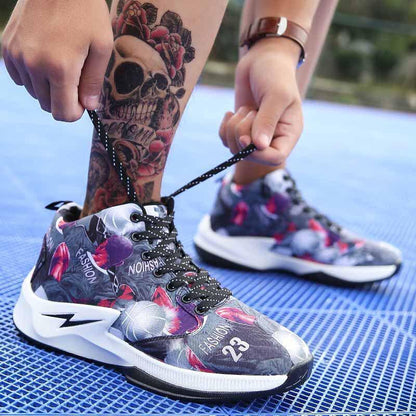 Middle help men's basketball shoes large size outdoor brand sports shoes purple red basketball shoes