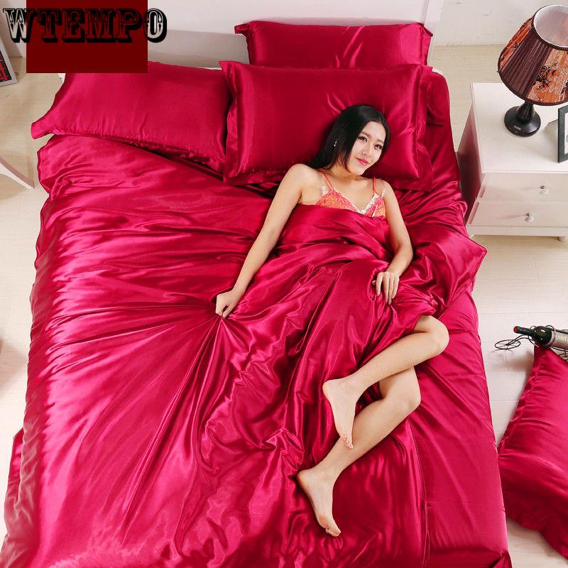Satin Silk Fitted Sheet Elastic Solid Color Mattress Protector Bed Sheets Silk Solid Color