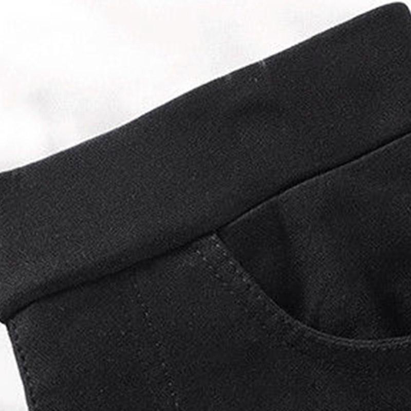 Women's Elastic Waistline Winter Leggings Plus Velvet Thickening Outer Wear Black Elastic Feet High Waist Thin Cotton Trousers