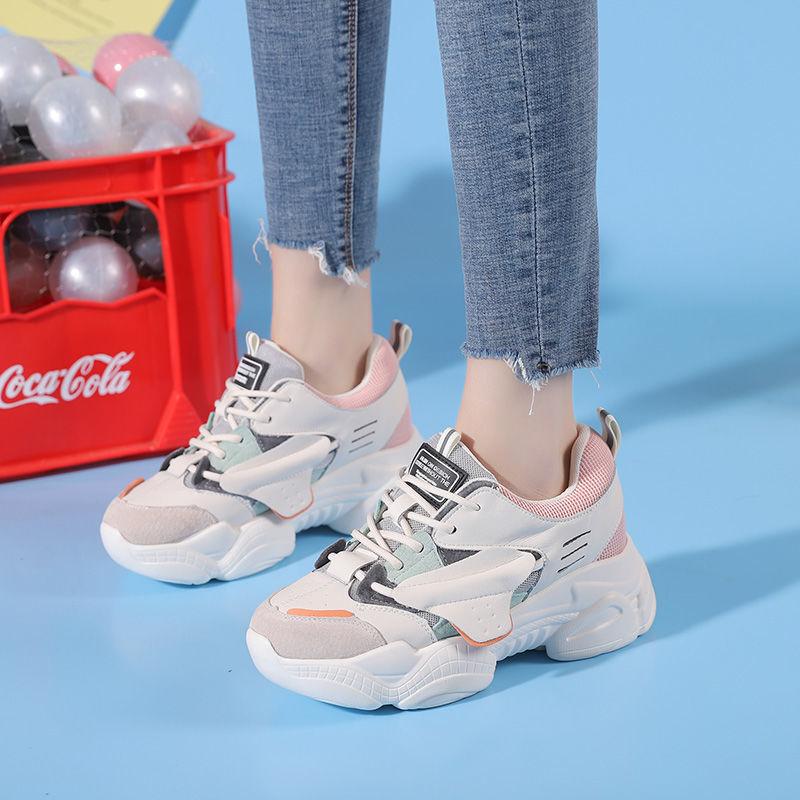 Thick-soled Heightened Travel Running Shoes Casual Student Breathable Sneakers All-match Comfortable Women Walking Sneakers
