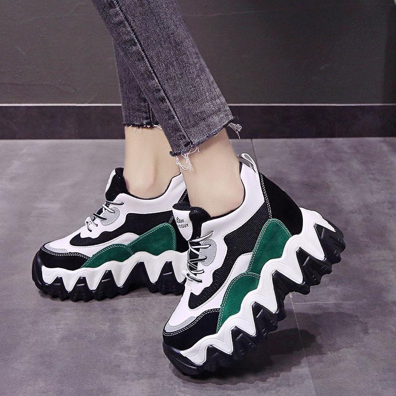 Thick-soled Heightened Travel Running Shoes Casual Student Breathable Sneakers All-match Comfortable Women Walking Sneakers