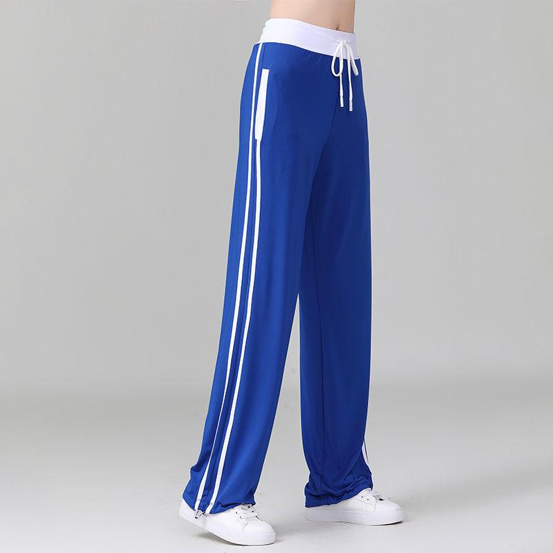 Women's Color Block Wide Leg Yoga Pants Mid-Waist Loose Quick-drying Sports Pants Spring and Summer Korean Style