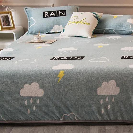 Coral Fleece Sheet Single Piece Plush Thick Blanket Warm Double Flannel Blanket Print Soft Multi-Size Coverlet