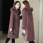 Real Fox Fur Collar Particle Sheep Shearing Female Mid-length Fur with Haining Fur Thickening Warm Jacket