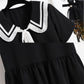 Sailor Collar Navy Dress Sweet Bow-knot Girl Retro Style Student Girls Knee-length Solid Color Dress