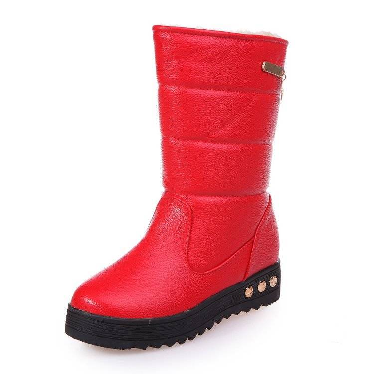 Leather Snow Boots Women's Shoes Winter Plus Velvet Thick Cotton Shoes Women's Winter Non-slip and Warm Boots Waterproof