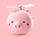 Cute pig USB Rechargeable LED Makeup Mirror Folding Light Convenient Small Mirror Beauty Makeup Ladies Portable Mirror