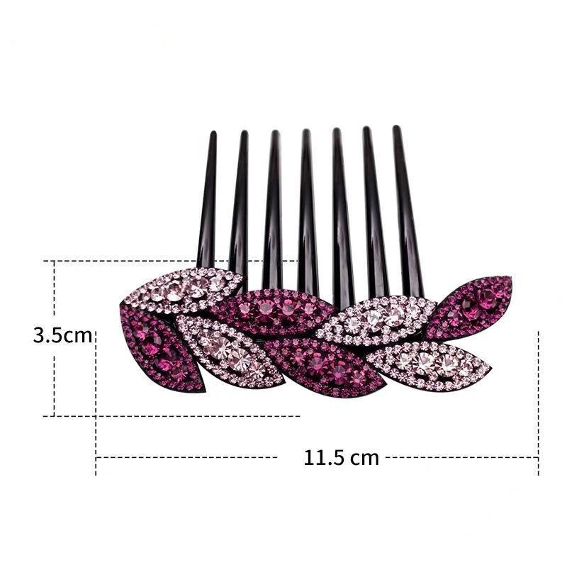 Diamond Leaf Hair Comb Insert Comb Hair Accessories Plate Hairball Head Drill Bit Flower Girl Hairpin Mother Headdress Shiny Hairpin