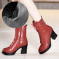 Boots Women Ankle Boots Genuine Leather Women Round Toe Chelsea Boots High Heel Boots Snow Boots