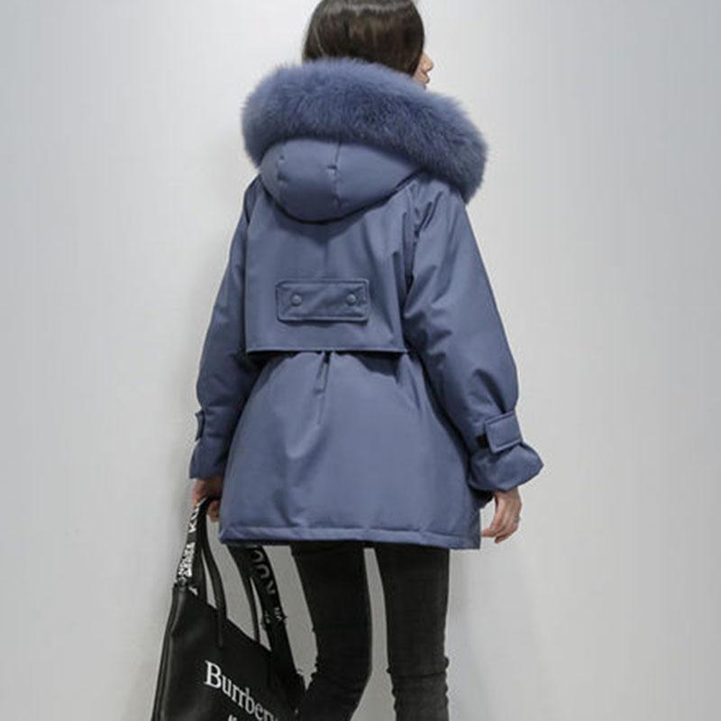 Parkas Women's Mid-length Korean Down Padded Jacket Women's Loose and Thick Large Fur Collar Padded Jacket