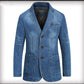 Men's Denim Casual Suit Jacket Spring and Autumn Loose Large Size Outerwear V Neck Denim Casual Jacket Long Sleeves Jackets