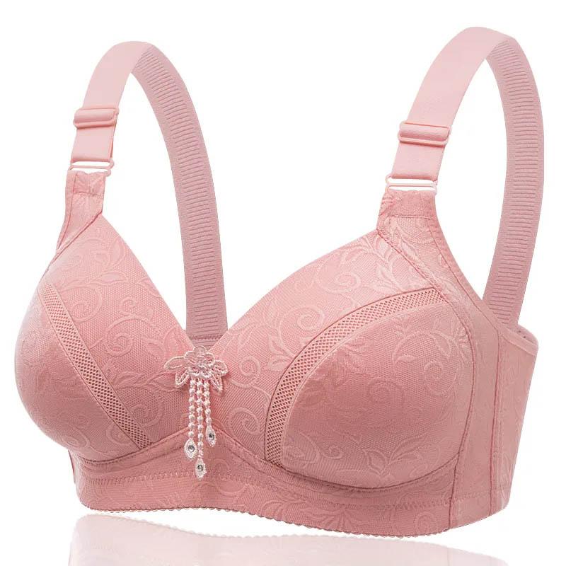 Large Size Thin Section No Steel Ring Top Support Gathered Beautiful Back Non-magnetic Comfortable Thin Section Underwear Text Jacquard Bra