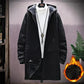 Autumn and Winter Mid-length Windbreaker Men's Fashion Brand Large Size Trend Printing Handsome Jacket