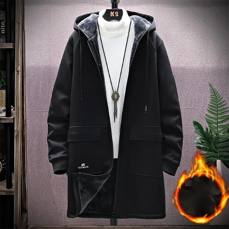 Autumn and Winter Mid-length Windbreaker Men's Fashion Brand Large Size Trend Printing Handsome Jacket