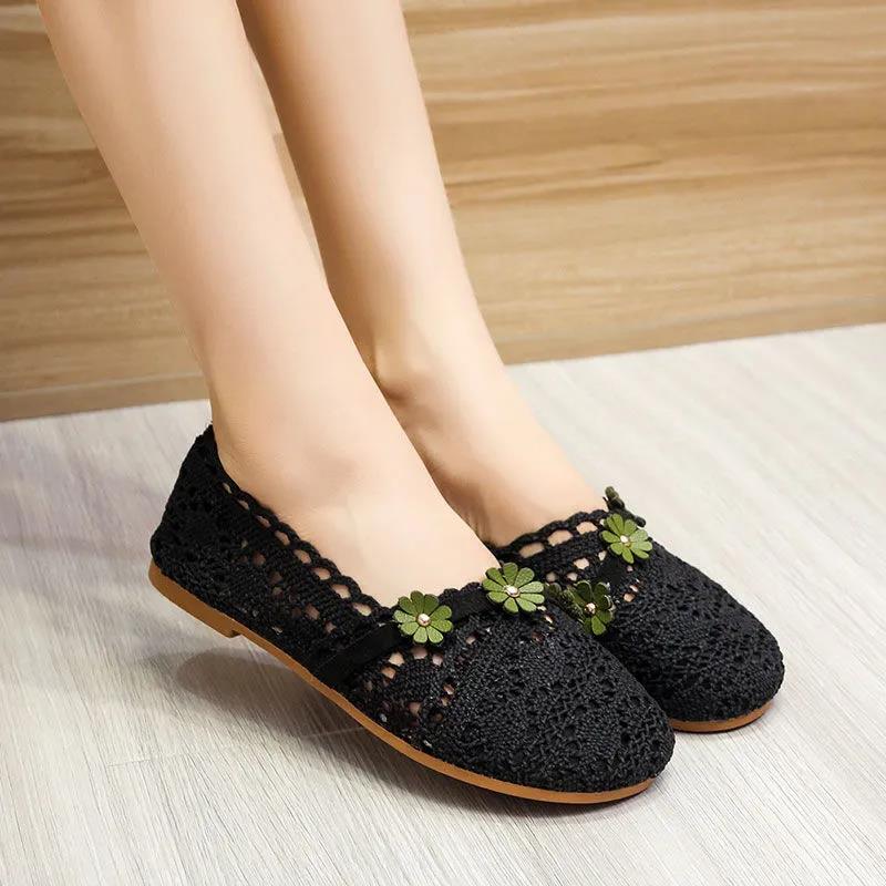 Forest Series Small Flowers Simple Low-top Mesh Shoes All-match College Style Casual Breathable Summer Sandals Literary Women's Shoes