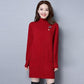 Mid-length Loose Dress In Autumn and Winter Casual Knitted Pullover Base Skirt Half-high Collar Thickened Female Sweater Dress