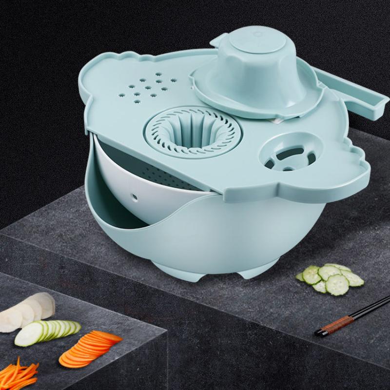 Multifunctional Vegetable Cutting Artifact Kitchen Supplies Household Wipe Potato Slicing Grating Vegetable Washing and Draining Basket