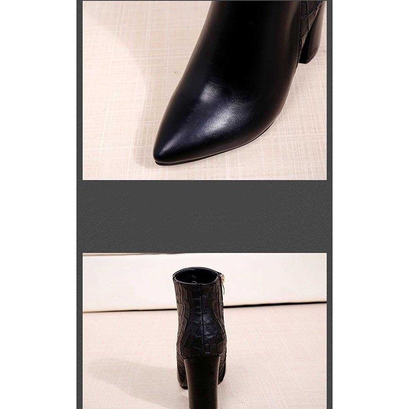 Autumn Winter  Women Ankle Martin Boots Women Pointed Toe Zip High Heels Snow Boots Woman Booties