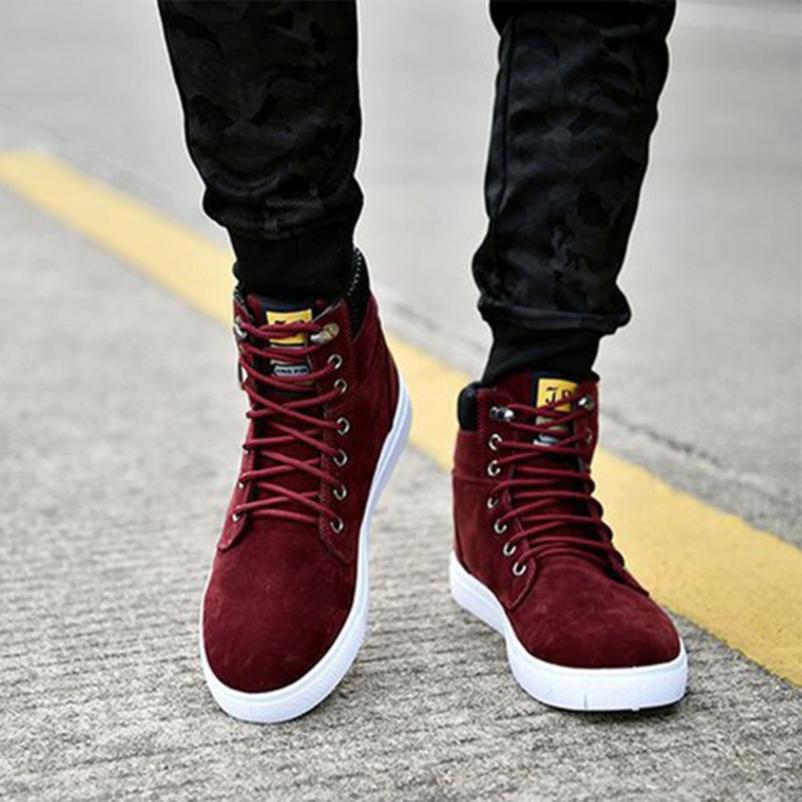 Men Fashion Casual High Top Suede Shoes Lace Up Sneakers Driving Moccasins