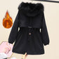 Imitation Hair Parker Overcoming Women's Mid-length Plus Velvet Thick Hooded Waist Waist Tooling Cotton-padded Jacket