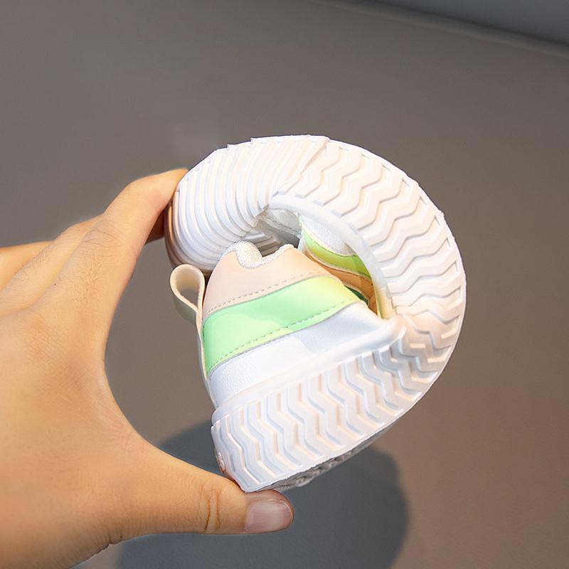 White Shoes Children's Sports Shoes Children Color Shoelace Board Shoes Korean Version Boys and Girls Casual Shoes