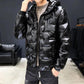 Winter Down Padded Jacket Men's Short Padded Jacket Young and Middle-aged Korean Trend Bright Leather Padded Jacket