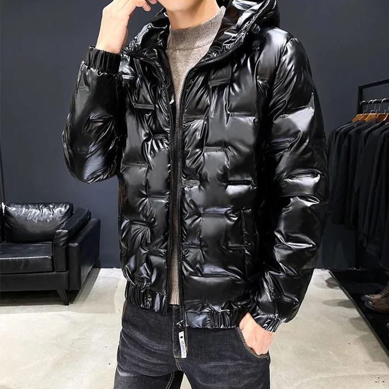 Winter Down Padded Jacket Men's Short Padded Jacket Young and Middle-aged Korean Trend Bright Leather Padded Jacket
