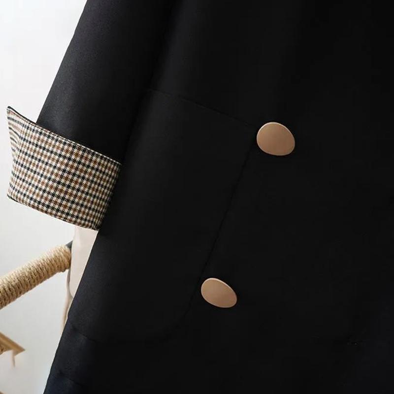 Leisure Suit Jacket Female Long Section of The Spring and Autumn Suit Slim British Style Double-breasted Suit Jacket Women's Casual Loose Coat