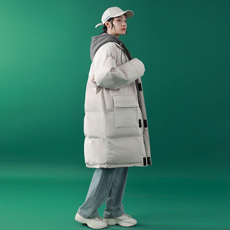 Winter Padded Jacket Female Student Korean Style Loose Mid-length Fake Two-piece Bread Suit Ins Hooded Cotton-padded Jacket