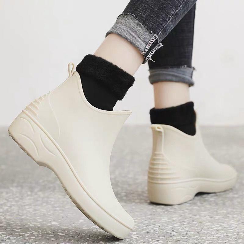 Fashion All-match Rain Boots Water Shoes Water Boots Non-slip Short Tube Frosted Kitchen Shoes Car Wash Stall Shoes