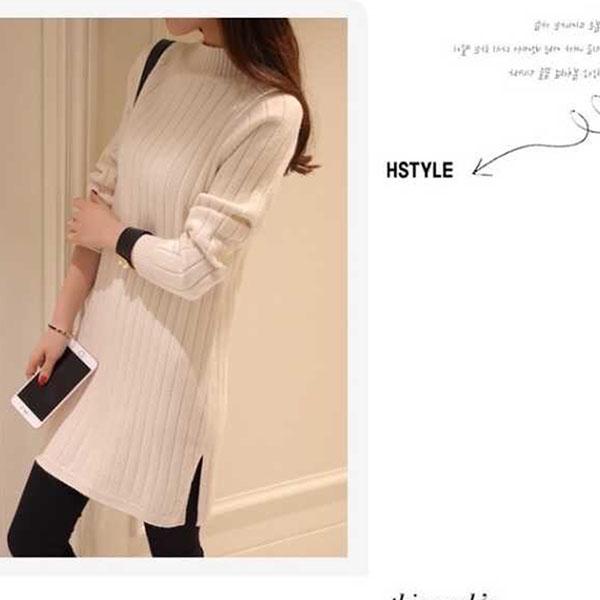 Large Size Half Turtleneck Sweater Loose Knit Bottoming Shirt Mid-length Fashion Casual Dress
