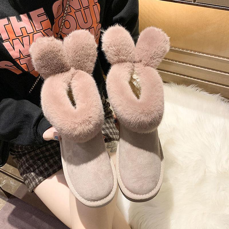 Rabbit Ears Snow Boots Women Winter Plus Velvet Thick Wild Korean Version of Short Tube Cotton Shoes Warm Shoes Women