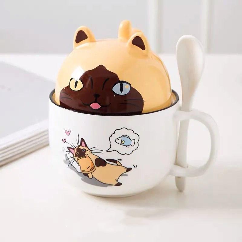 Ceramic Cup with Lid Spoon Cute Large Capacity Coffee Mug Personality Creative Trend Couple Cup Male and Female Student Gift Cup
