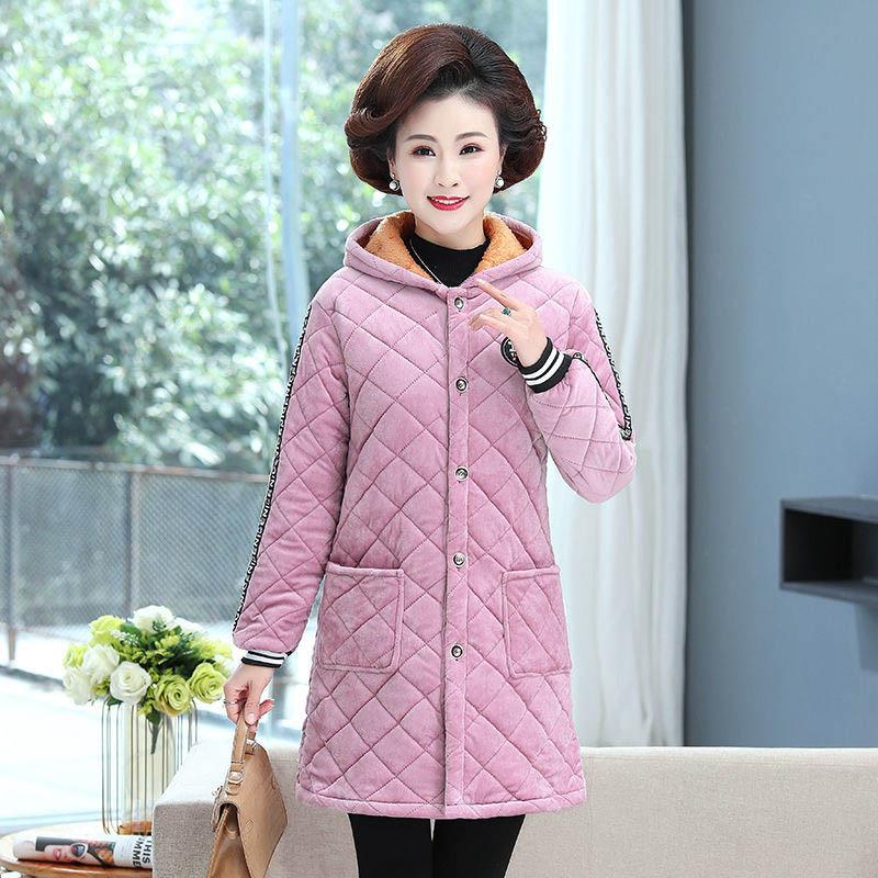 Winter Three-layer Plus Velvet Plus Cotton Overalls Long-sleeved Cotton-padded Jacket Women's Large Size Coat Overalls