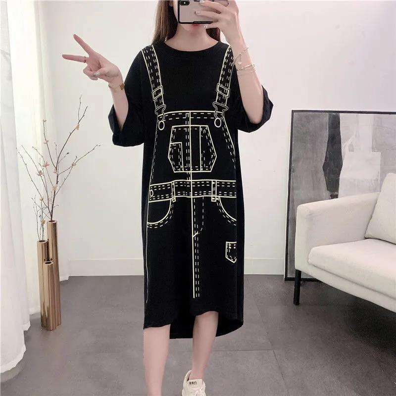 Women  T-shirt Dress Girl Loose O-Neck Casual Long Big Loose Home Comfort Outer Convenient Nightdress pajamas