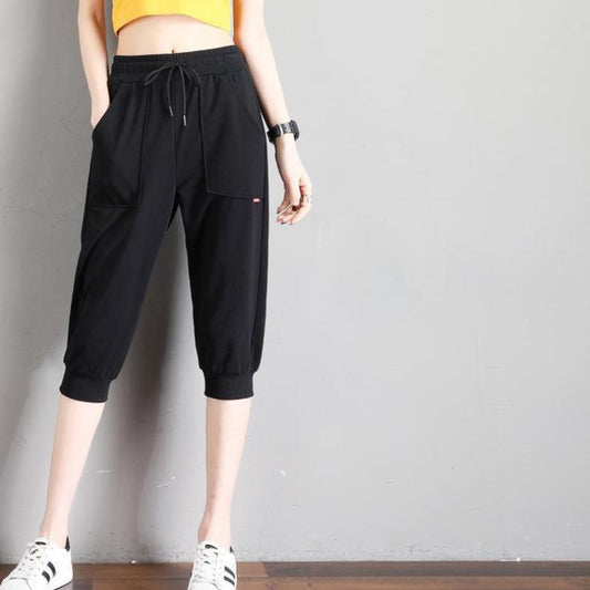 Cropped Trousers Women's Summer Dress Thin Loose and Thin Plus Size 7 Points Sports Shorts Casual Breeches Running Harem Pants