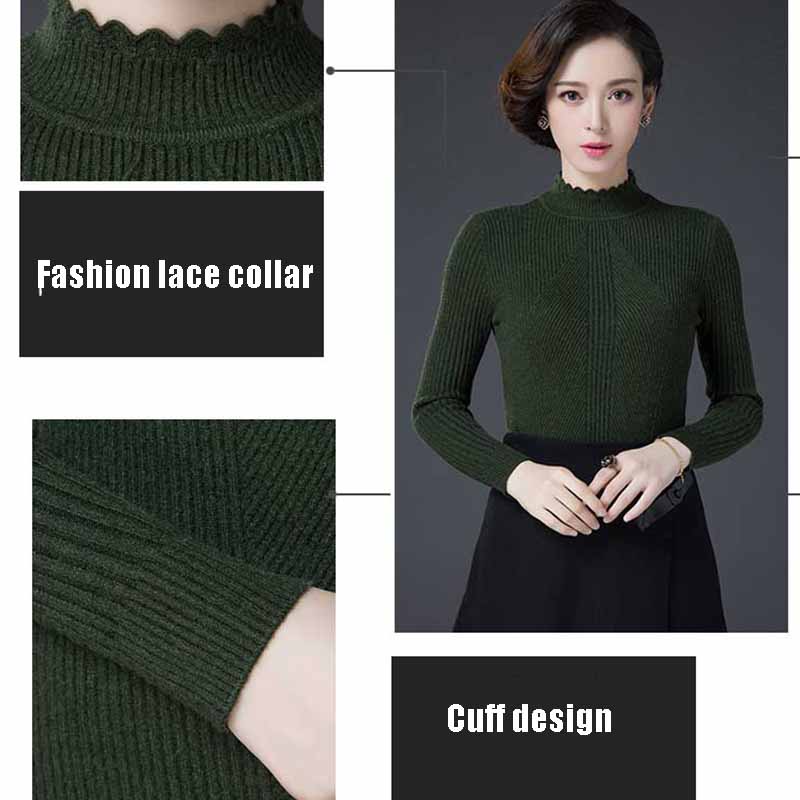 Winter Women's Woolen Sweater  Thickened Warm Turtleneck Sweater Slim Cashmere Sweater Jumper Tops
