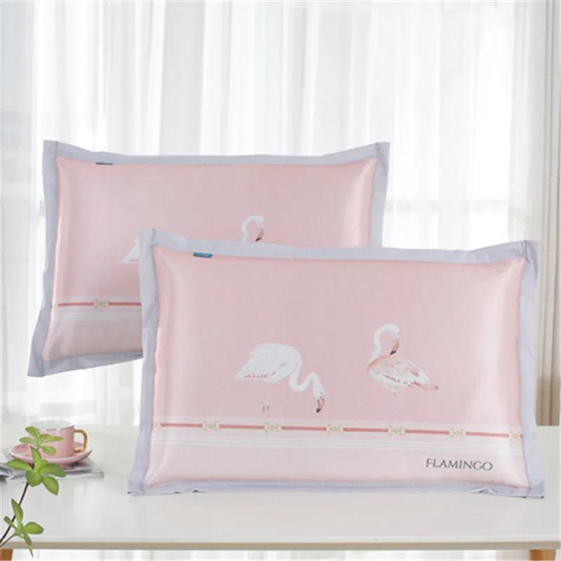 Summer Cool Ice Silk Pillowcase Single Pillowcase Washable Printing Pillow Dust Cover