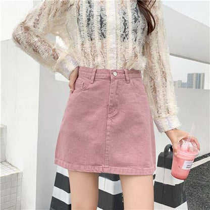 Pofulove S-5XL Women Plus Size Anti-light Denim Skirt Slim Sexy Package Hip Skirt Mini A-line Skirts
