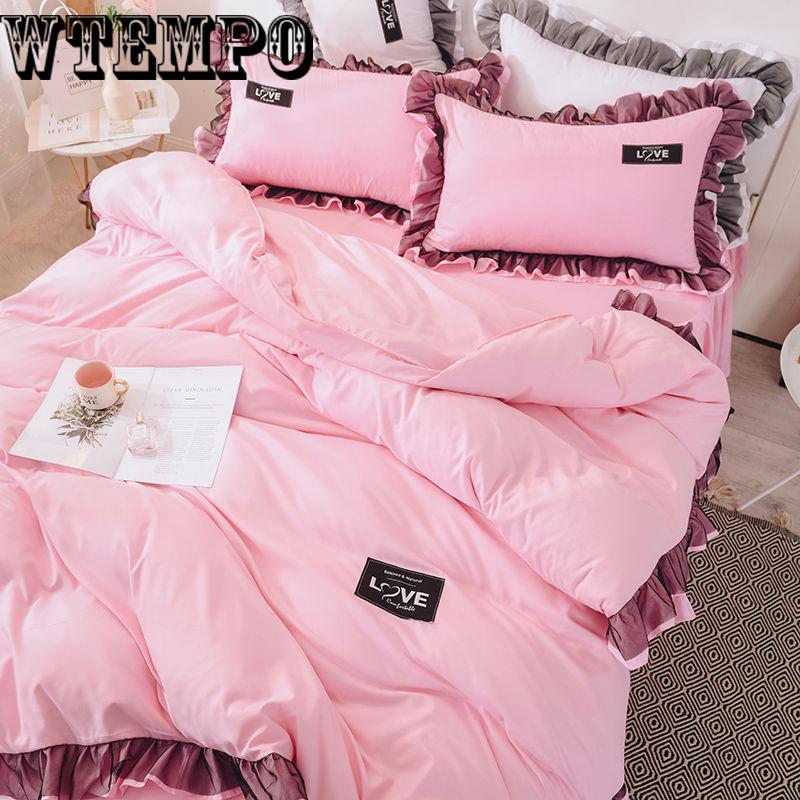 Household Items Set Four Sets of Comfortable Cotton Solid Color Quilt Bedroom Bedding