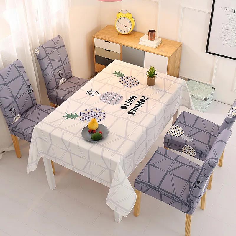 Two-piece Printed Chair Cover Home Dining Chair Cover Full Elastic Stool Cover