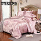 4pcs Stain Silk Jacquard Cotton Lace Duvet Cover Bedding Set Luxury King Queen Size Bed Sheet Set