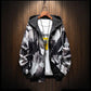 Autumn Men's Jackets Coats Male Casual Slim Stand Collar Print Bomber Jacket  Both Sides To Wear