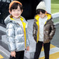 White Duck Down Genuine Children's Down Jacket Boys and Girls Thick Solid Color Leather Baby Children's Clothing Cotton Jacket