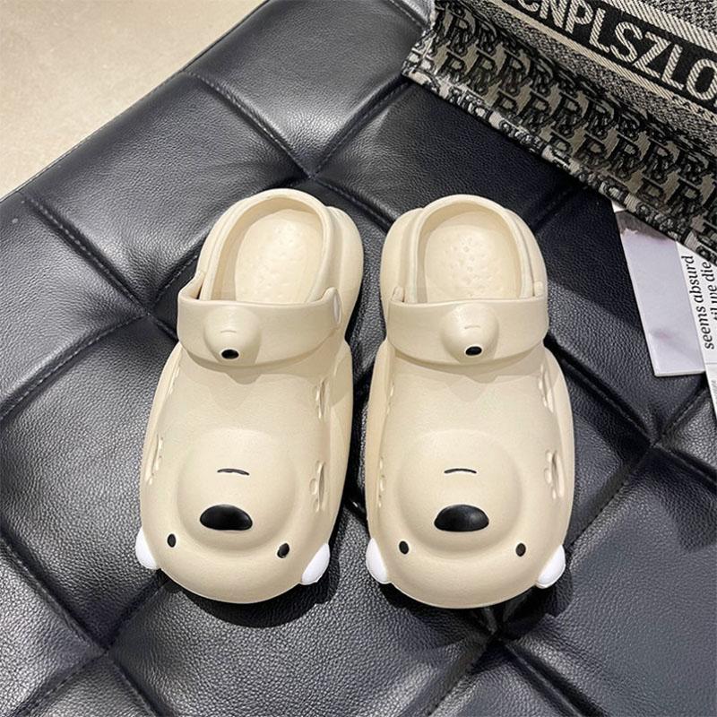 Cute Cartoon Bear Couple Baotou Cave Shoes Women Wear Summer Sandals Fashion All-match Thick Bottom Non-slip Sandals and Slippers